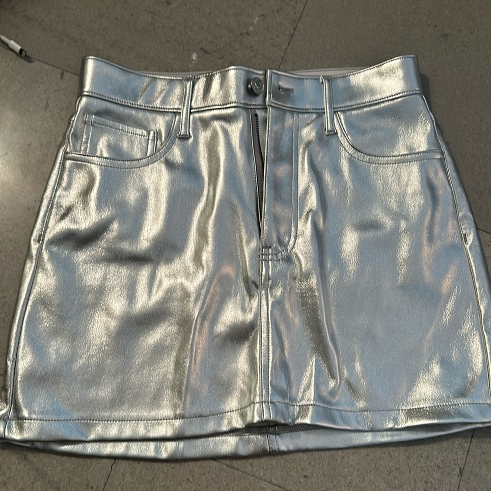 Silver faux leather skirt